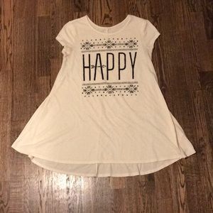 White ‘Happy’ T-shirt with glitter writing